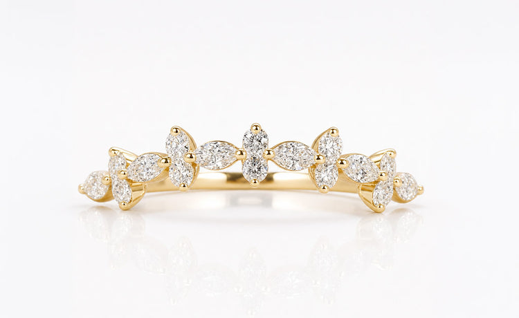Marquise cut lab grown diamond wedding ring in solid gold