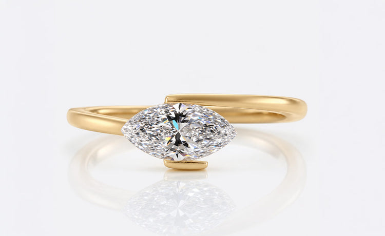 Loose marquise cut lab grown diamond with an elongated pointed silhouette