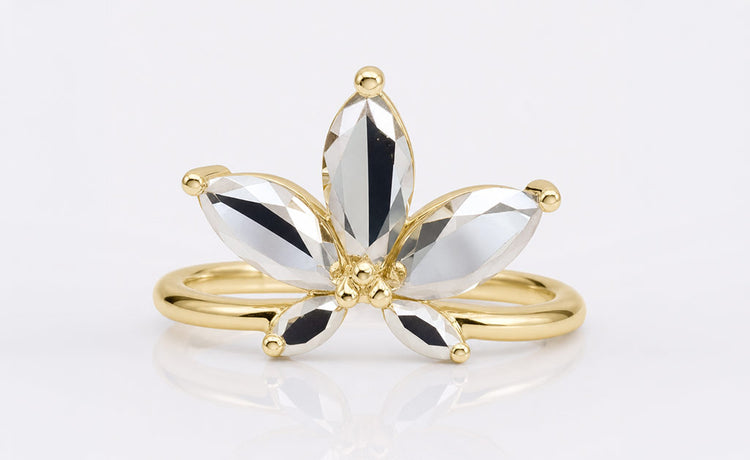 Marquise cut moissanite wedding ring in solid gold