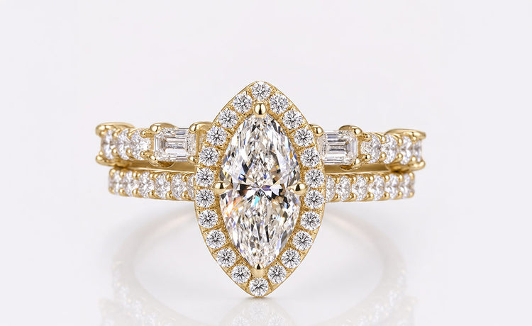 Marquise shaped lab grown diamond jewellery including rings, pendants and earrings