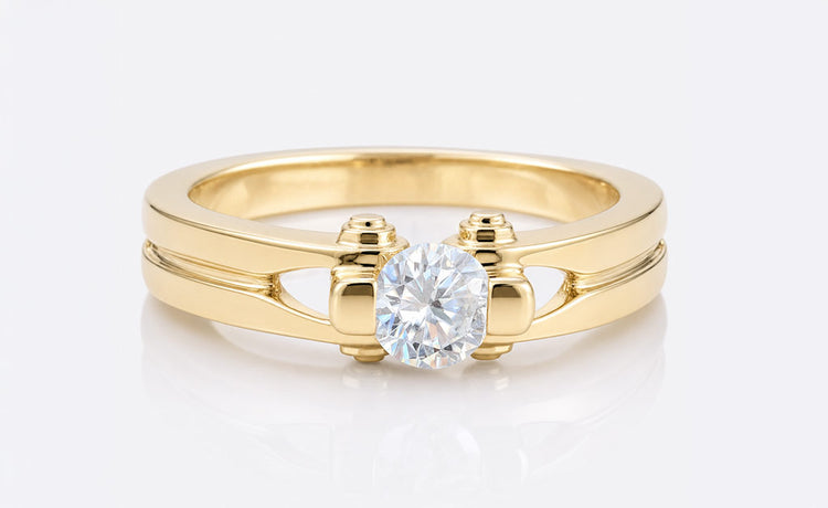 Men's moissanite rings and bands in solid gold