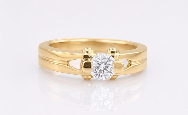 Men's jewellery including rings and bands in solid gold