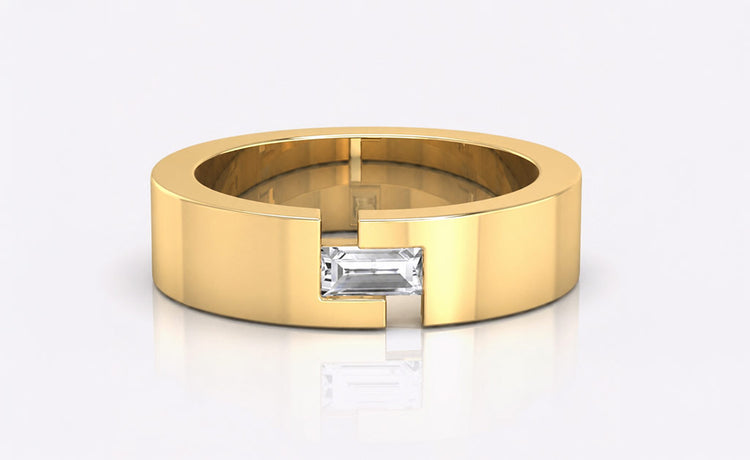 Men's wedding rings in solid gold with moissanite and lab grown diamond accents