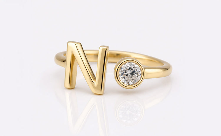 Minimalist moissanite ring with a clean slender gold band