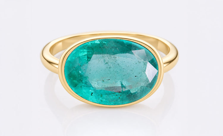 Natural emerald gemstone, the birthstone for May, in a rich green hue