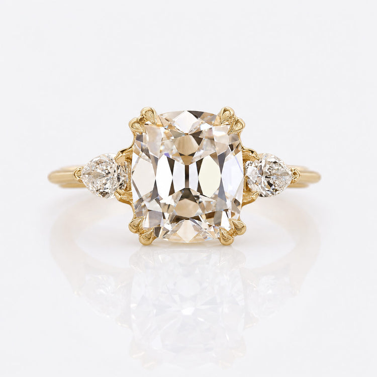 Old European cut lab grown diamond engagement ring in a solid gold setting