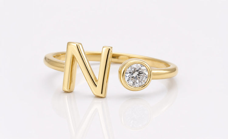 Personalised engagement ring made to order in solid gold