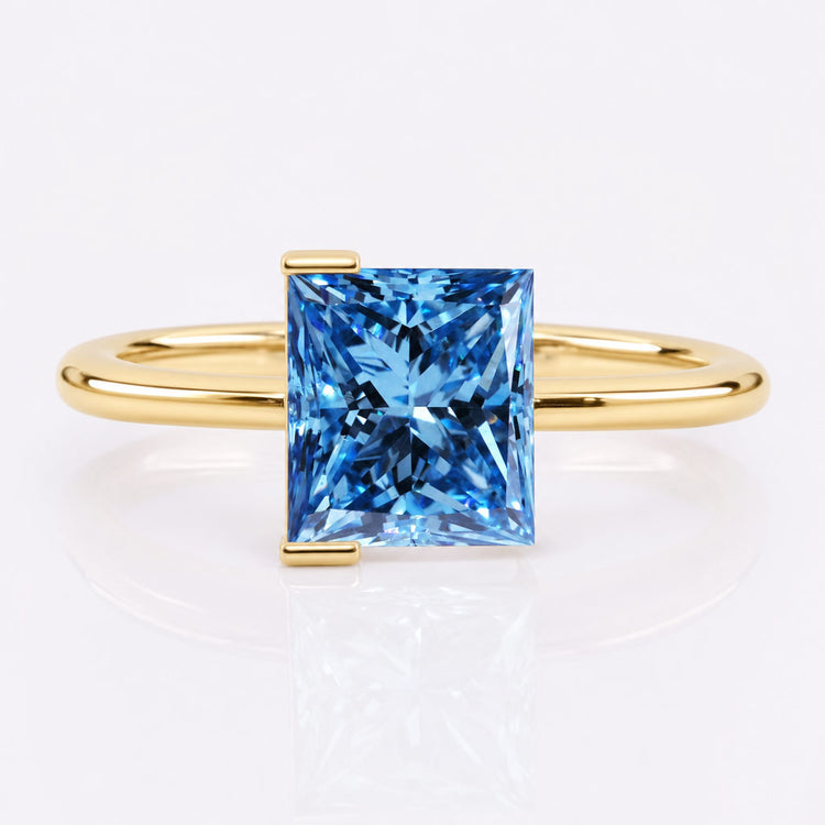 Loose princess cut lab grown diamonds with a square brilliant faceting pattern