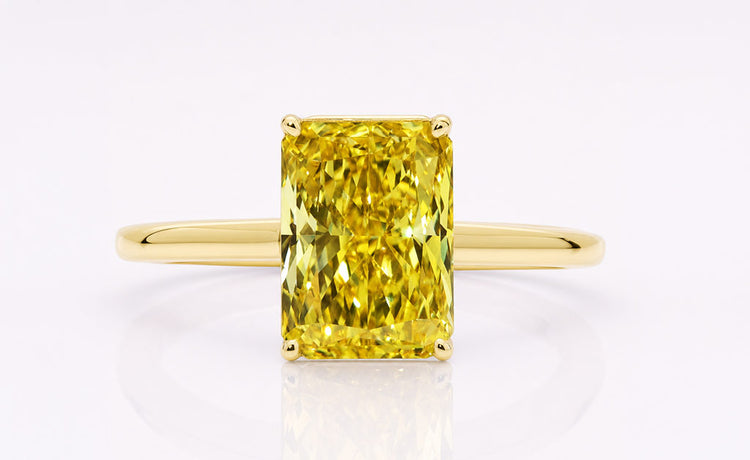 Radiant cut lab grown diamond jewellery including rings and earrings
