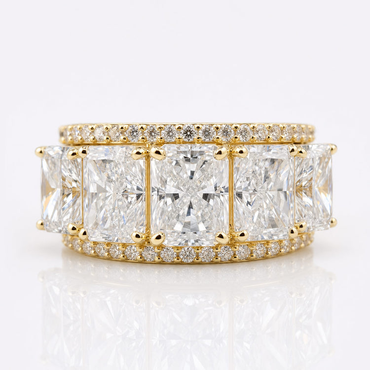 Radiant cut moissanite wedding ring in solid gold