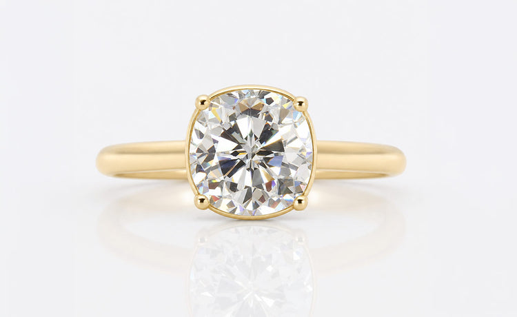 Loose Rensu cut moissanite with a distinctive faceting pattern