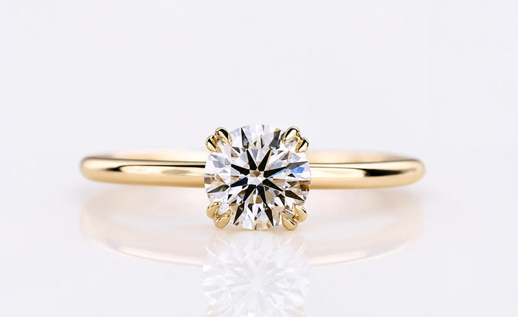 Lab grown diamond rings shown with carat size references for comparison
