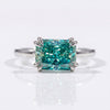 1.84 CT Radiant Cut East to West Solitaire Moissanite Engagement Ring - Silver - Size M