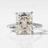 3.39 TCW Radiant Cut Moissanite Hidden Halo Pavé Ring - Silver - Size O