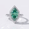 Dutch Marquise Cut Green Moissanite Pavé Halo Ring 2.75 CT - Silver - Size M