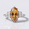 2.5 CT Moval Rose Cut Champagne Moissanite Ring - Silver - Size O