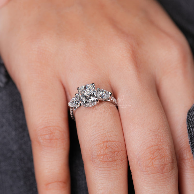 Customise ring using cushion cut engagement ring.
