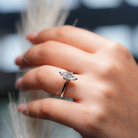 4 claw prong setting fits Elongated Hexagon Step Cut ring.
