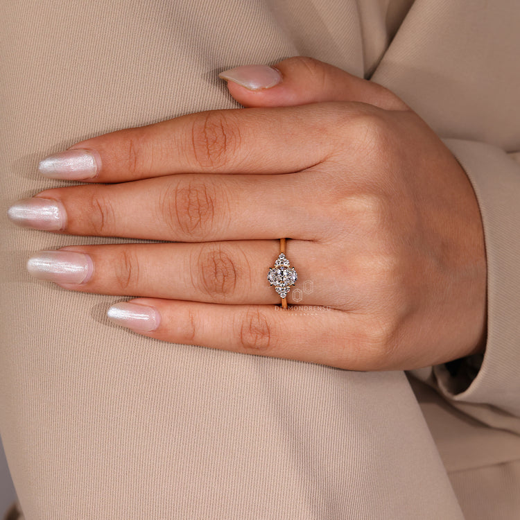 Handmade oval cut diamond ring muse cathedral style.
