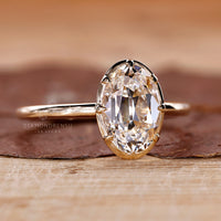 Oval old European cut diamond ring solitaire style.
