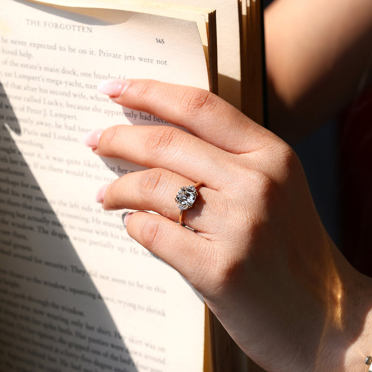 Handmade Cushion Old European Cut Ring muse setting style.
