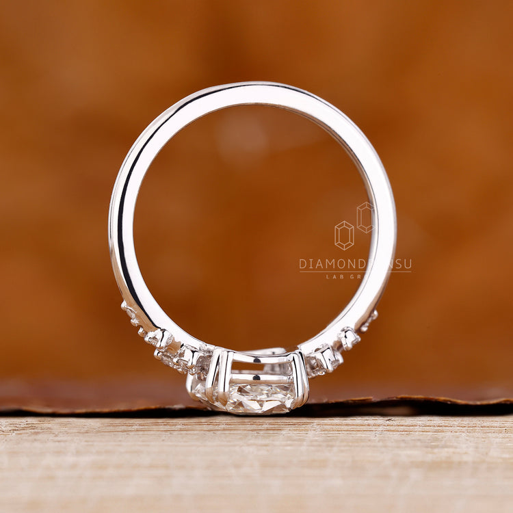 IGI certified handmade oval rose cut diamond ring.
