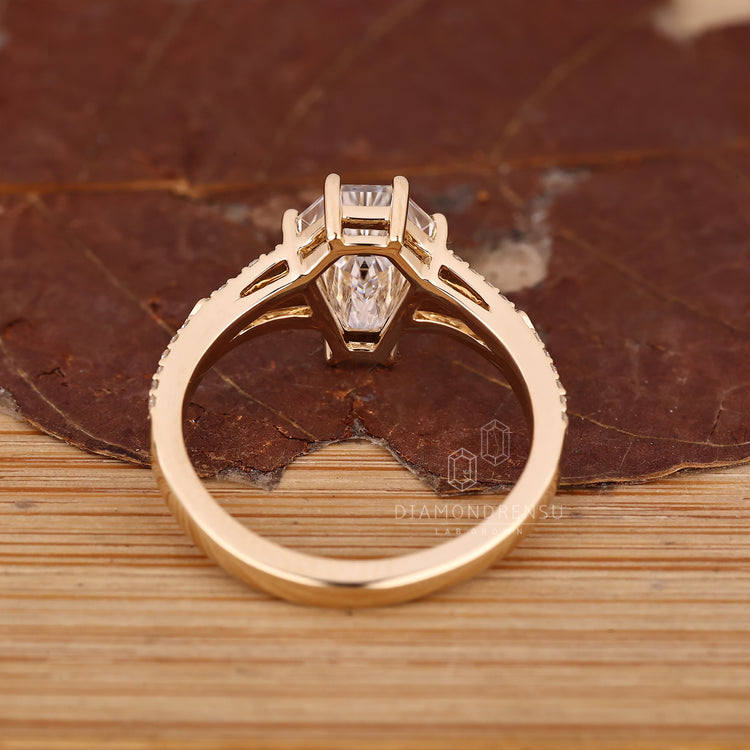IGI certified coffin diamond ring six prong set.
