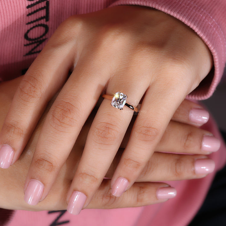 Cushion old cut ring handmade double prong setting.