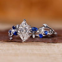 Lab grown marquise diamond ring nature cluster.
