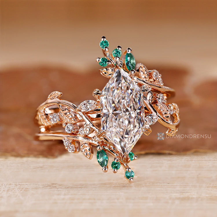 Dutch marquise ring with filigree setting and enhancer band.