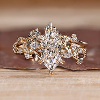 Dutch marquise bridal set with curved wedding band
