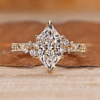 Lab grown Dutch marquise diamond ring vintage.