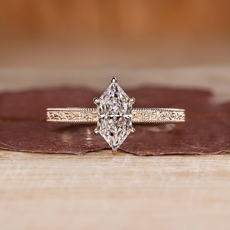 Dutch marquise diamond ring art deco ocean waves set.