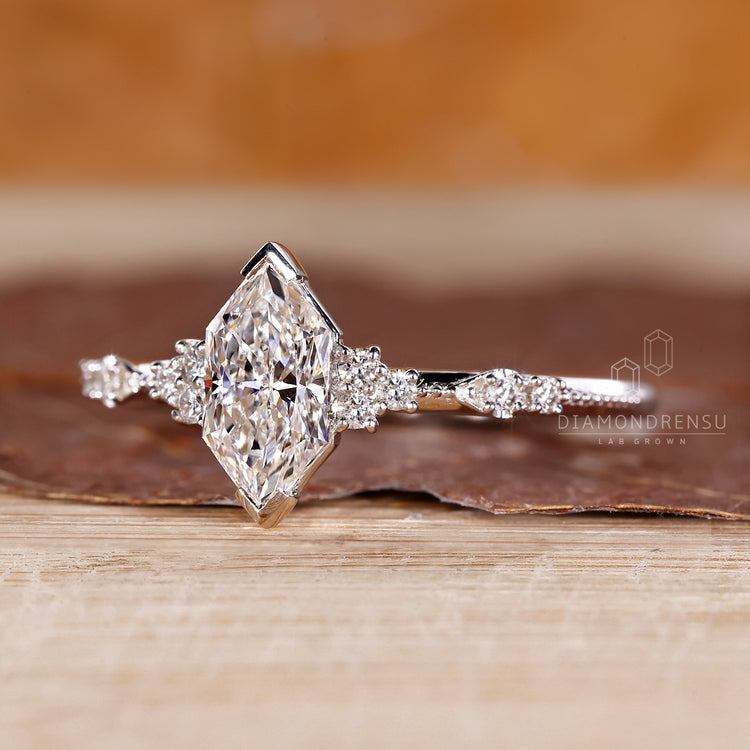 Marquise diamond ring muse cluster vintage style.
