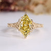 Dutch marquise diamond ring with yellow diamond.