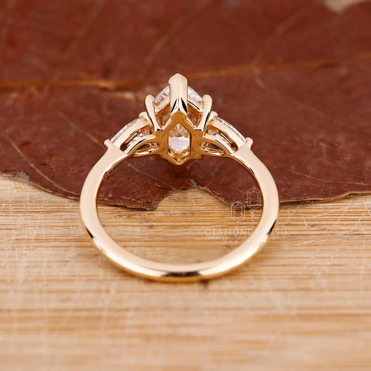 IGI certified marquise diamond ring tapered shank.
