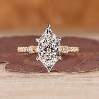 Dutch marquise diamond ring hidden halo pave cathedral.
