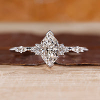 Dutch marquise diamond ring vintage cluster milgrain.

