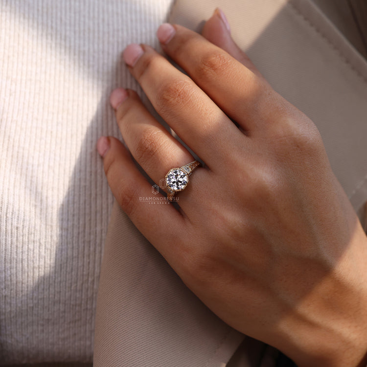Handmade Octagon Old European Cut Ring vintage style.
