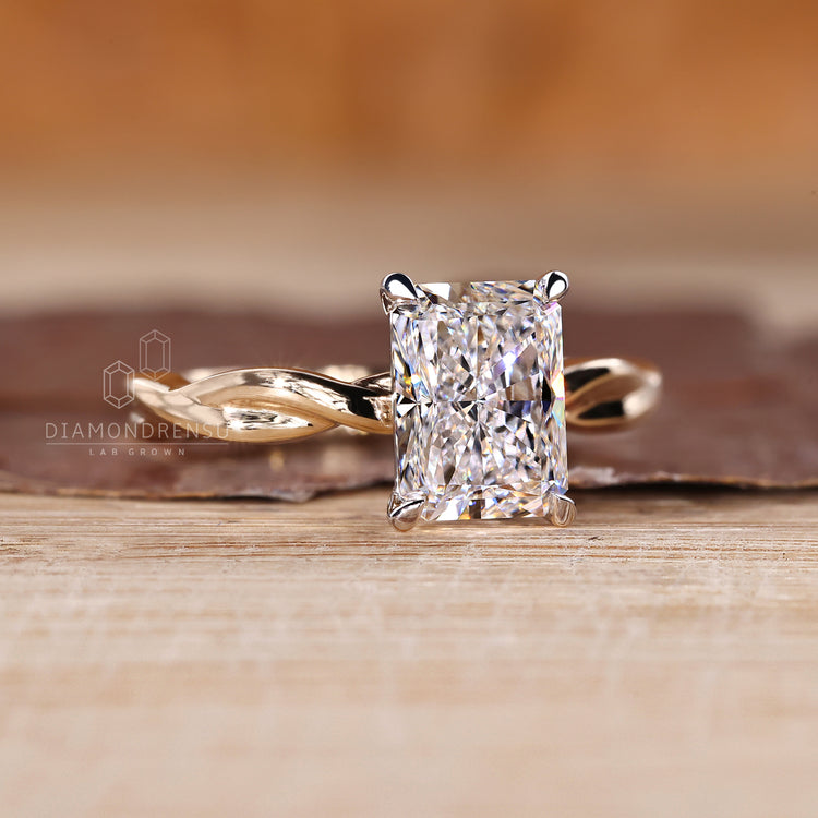 IGI certified radiant cut diamond ring.
