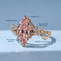 Pink marquise diamond ring with tulip basket setting.