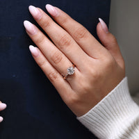 Round ring halo round diamond bezel prong setting.

