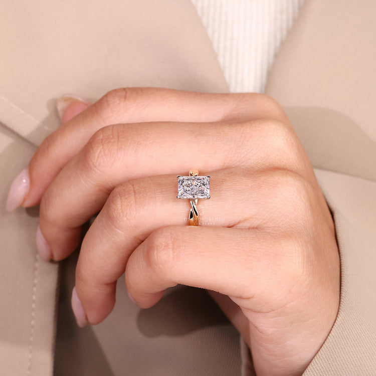 Radiant cut diamond ring available in 1 to 2 CT.
