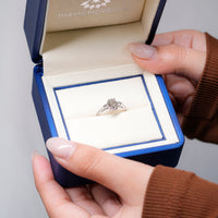 Lab grown oval diamond ring with pear side stones.
