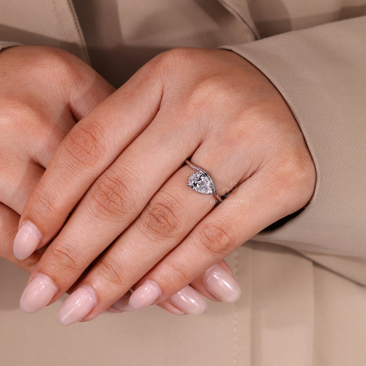 Lab grown diamond pear solitaire ring style.
