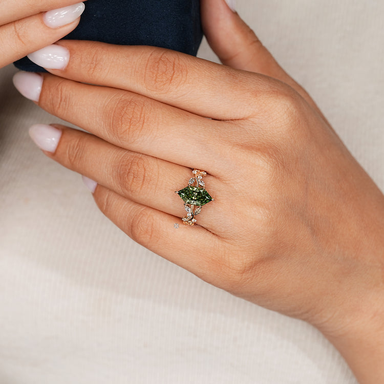 Dutch marquise ring with nature inspired design.