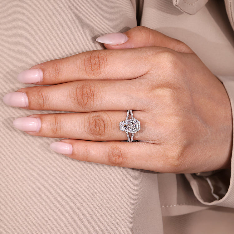 Handmade coffin cut diamond ring pave design.
