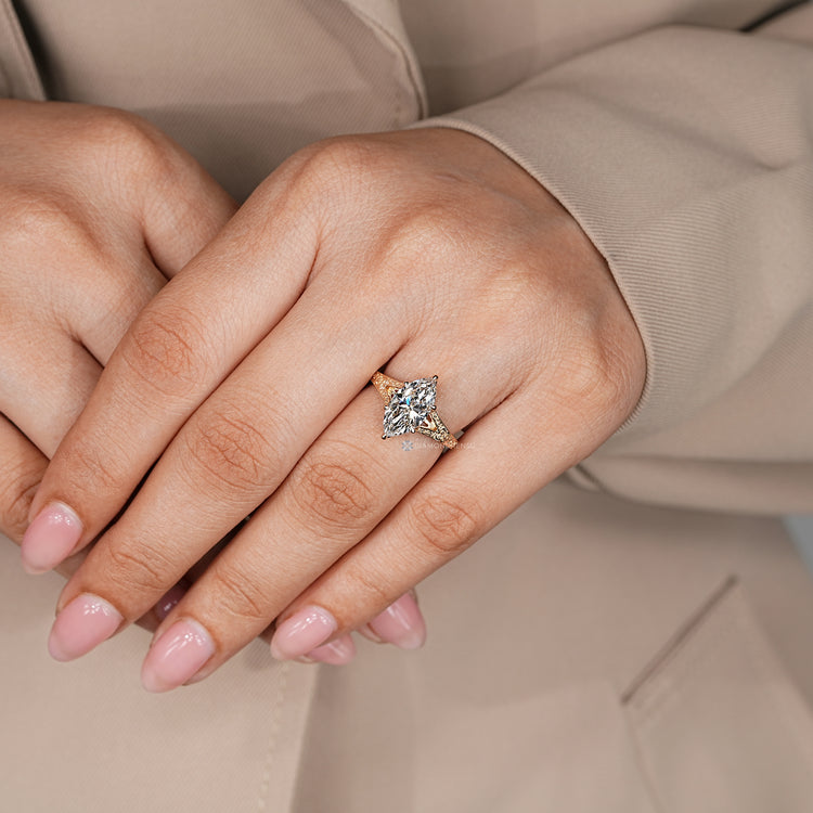 Marquise Lab Grown Diamond Solitaire Style Ring 1 - 5 CT