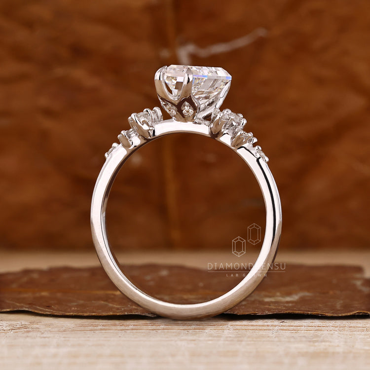 IGI certified coffin diamond ring claw prong set.