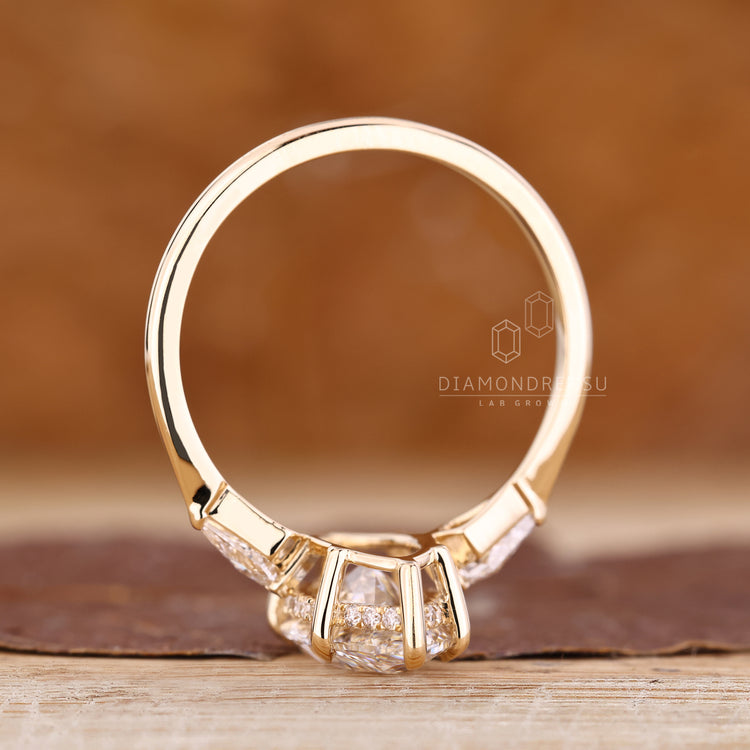 Lab grown diamond marquise engagement ring, IGI certified.